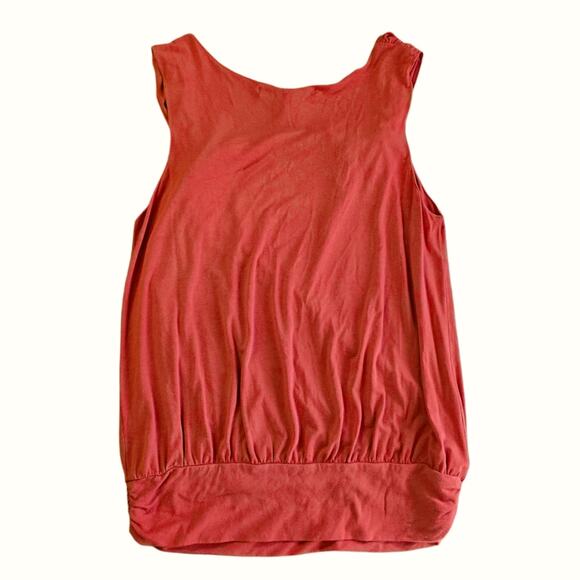 Orange Top Size L Sleeveless Square Neck Banded Blouson Bottom Max Studio - Picture 7 of 8